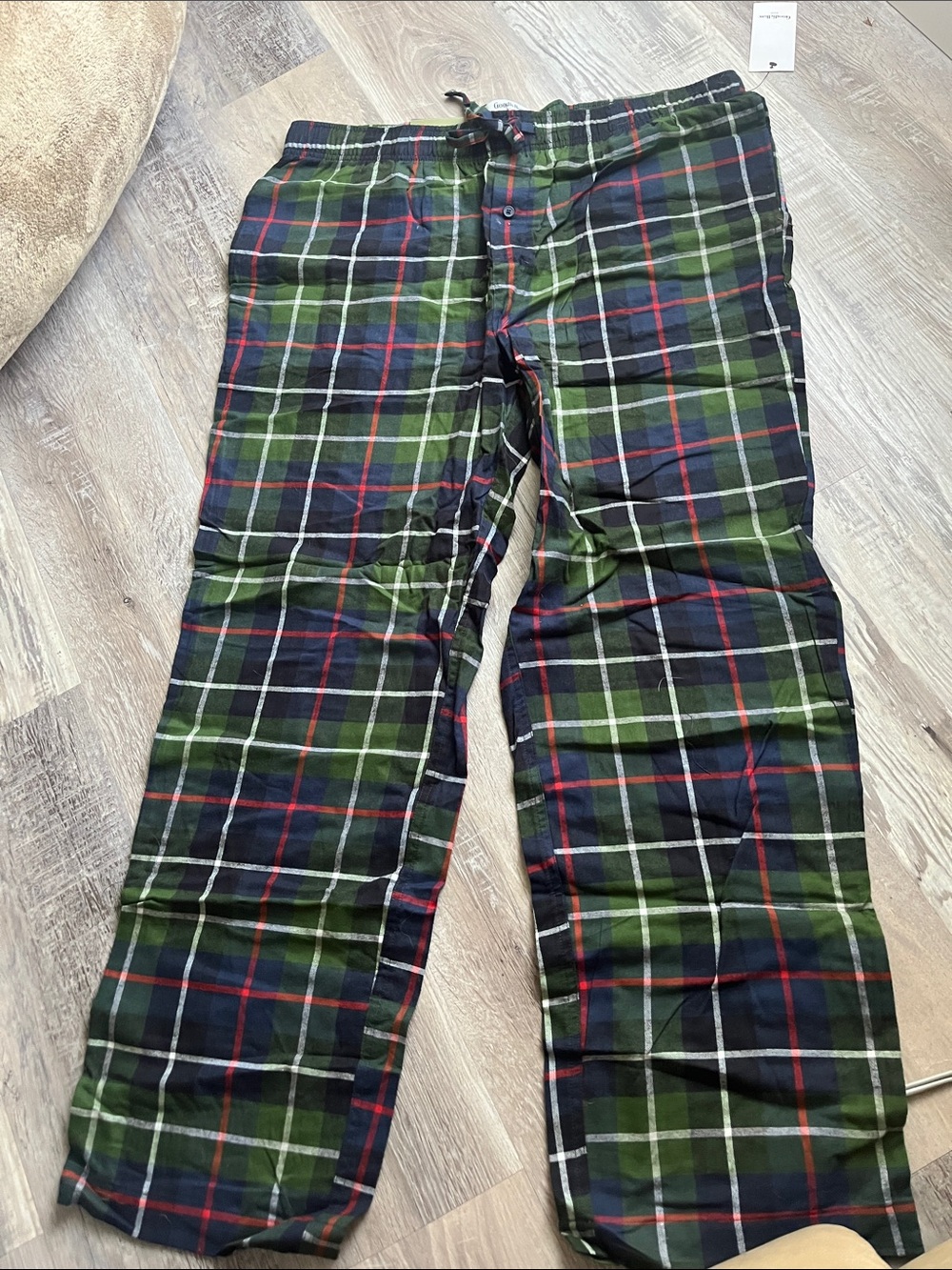 Goodfellow & Co Green and Navy Plaid Drawstring Lounge Pants